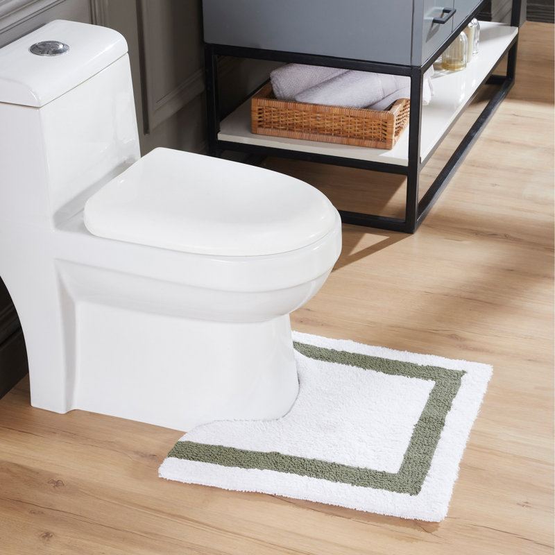 Tapis pour salle de bain Widman, Contour 20 po x 20 po, Blanc / sauge foncé