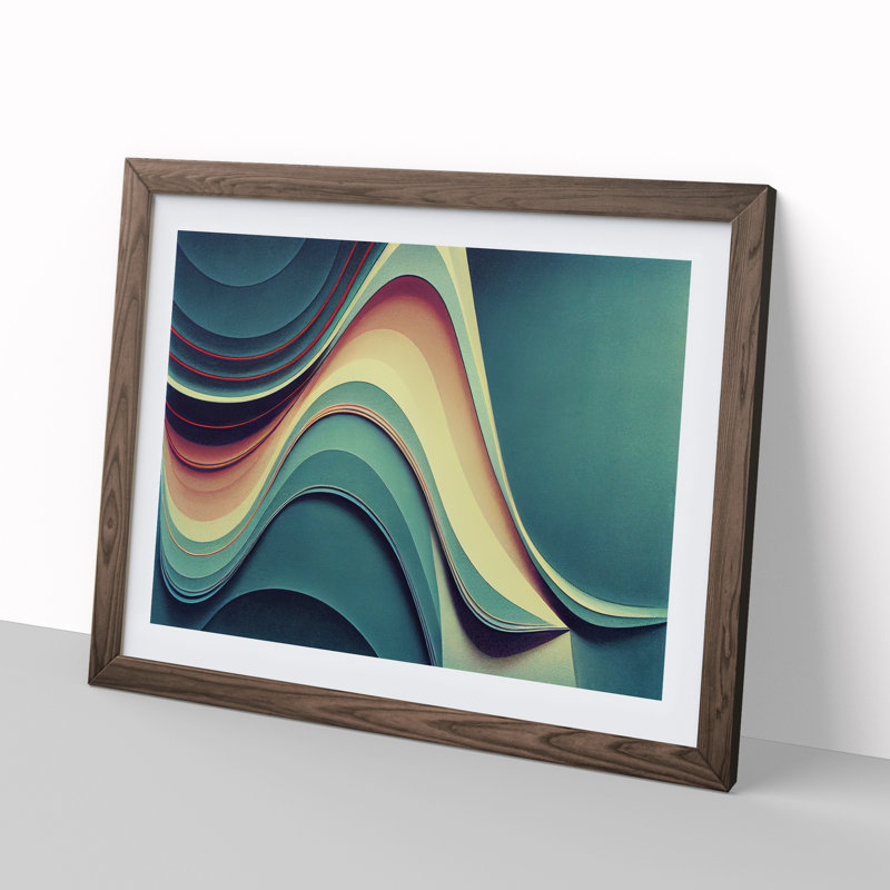 XH1022-6050X Modern Audio Soundwave Vol.3 Abstract 1 Piece Single Picture Frame Wall Art, 34cm H x 46cm W x 2cm D, Walnut