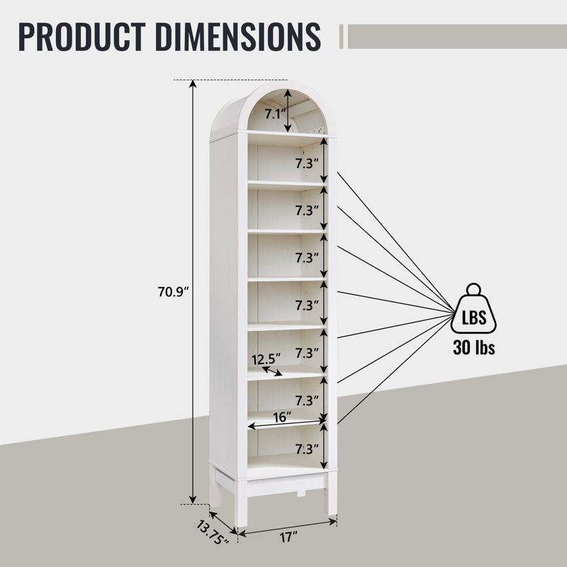 Manufactured Wood Freestanding Bathroom Cabinet, White, 70.9" H x 17" W x 13.75" D