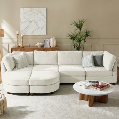 Johannes 6-Seater Chenille Corner Sofa with Under-Seat Storage