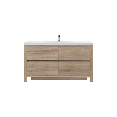 Meuble-lavabo simple 59,06 po avec plateau en acrylique Bethalto
