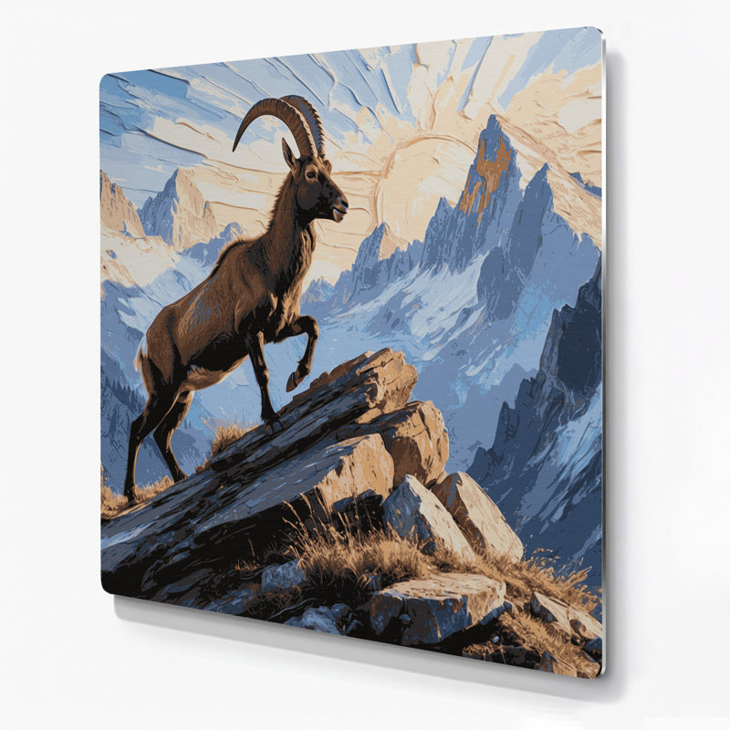 Faune, bouquetin gris, art mural en métal, H 16 po x l 16 po