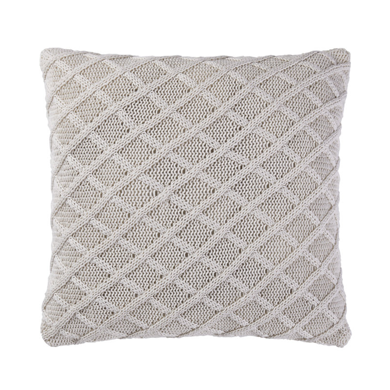 Diamond Polyester Throw Square Pillow Cover & Insert, Coconut Milk