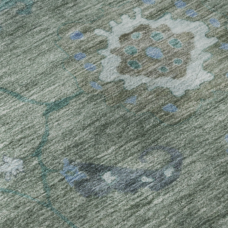 Premium Machine Washable Mayfield AMF2229 Global Rug, Aloe, 9' x 12'