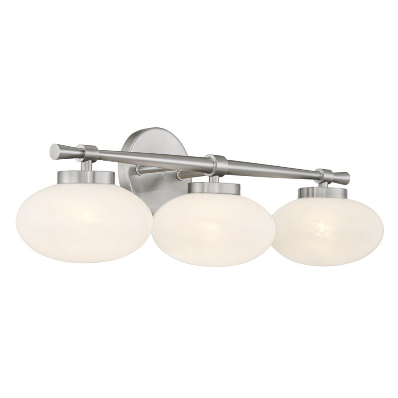  Barrow 3-Light Bathroom Vanity Light in Satin Nickel, 3 Lights, 8" H x 25" W x 6.63" D, Satin Nickel