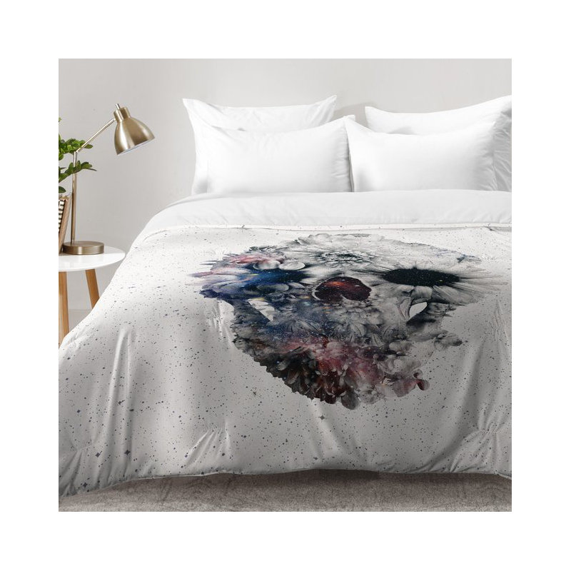 Ensemble d'édredon Floral Skull, Édredon double / grand + 2 taies décoratives sta