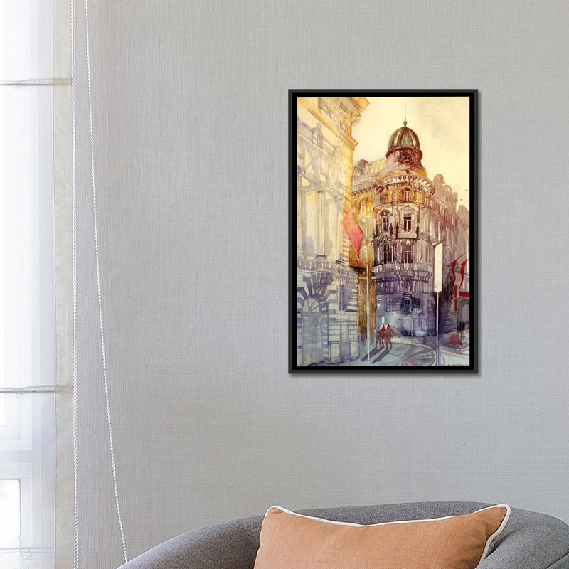 « wien » par maja wronska, impression sur toile, H 26 po x l 18 po x P 1,5 po, Toile avec cadre noir, Pas de tapis