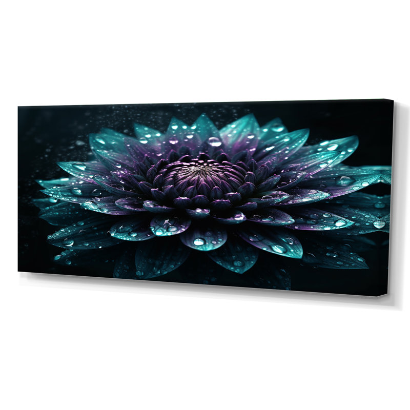 «Purple Sacred Lotus Floral Bloom I», reproduction sur toile, Toile tendue, H 28 po x l 60 po x P 1,5 po