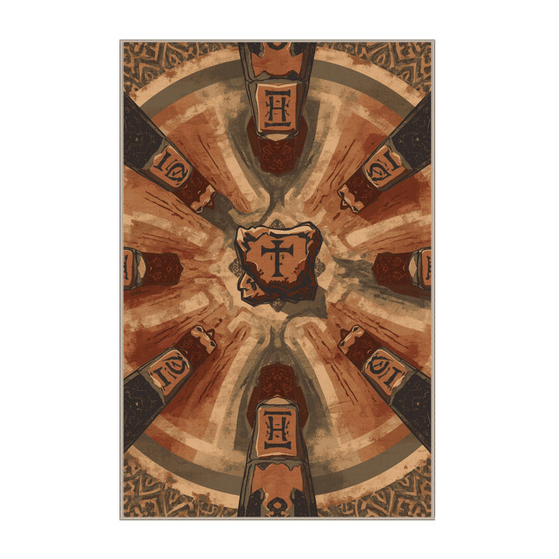 Tapis traditionnel lavable à la machine à motif rétro Zack brun et beige, 2 x 4