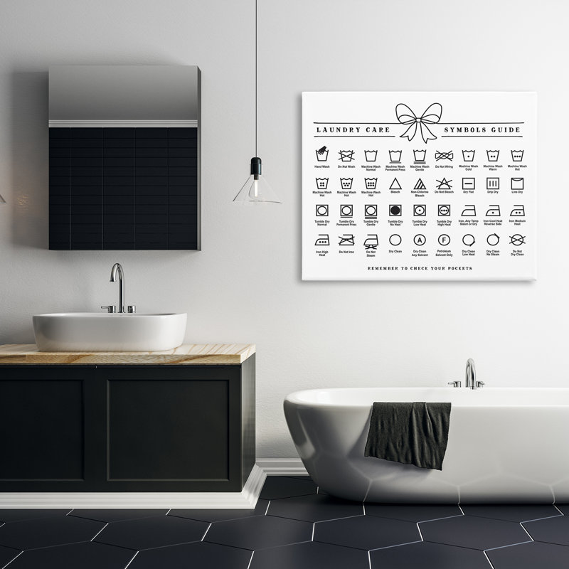 «Laundry Care Symbols Guide Canvas», design par Lettré et doublé, H 36 po x l 48 po