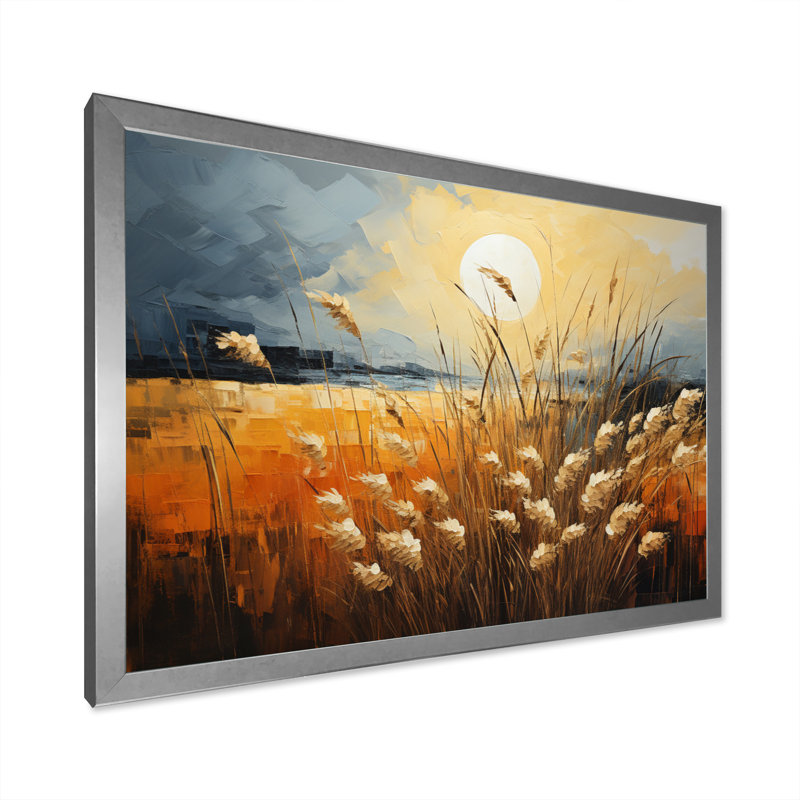 Beige des Prairies Bliss entrelacé sur toile, H 16 po x l 32 po x P 1 po, Cadre photo argenté