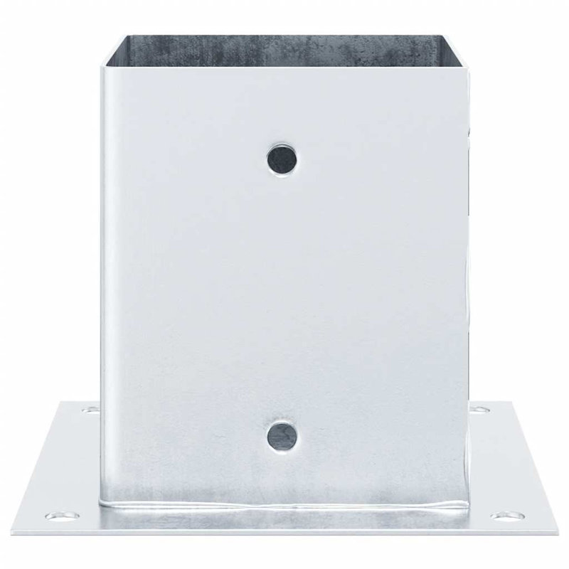 Post Bases Square 12 Pcs Galvanised Steel, Silver, 15cm H x 15cm W x 15cm D