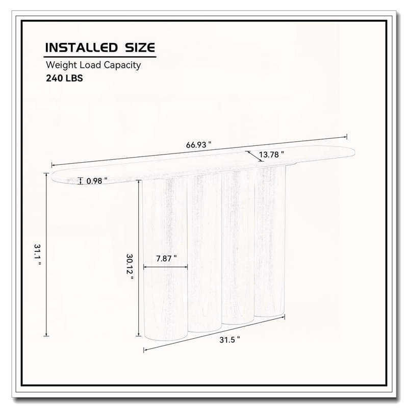 66.93'' Modern Console Table for Entryway, Natural