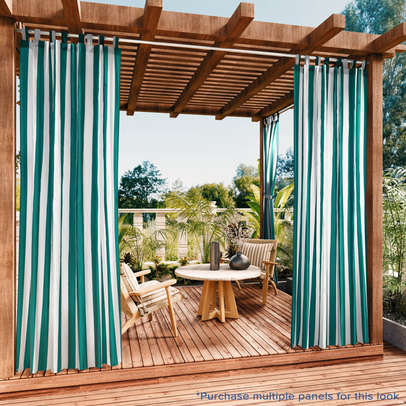 Stripe Outdoor Tab Top Panel, 52" W x 108" L, Peacock