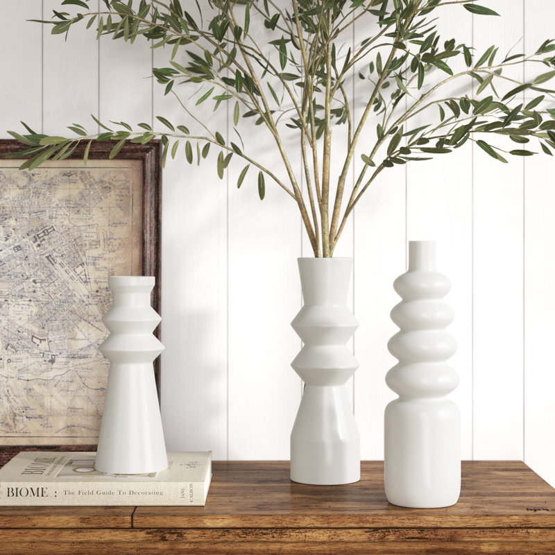 Diya 16.55'' Stoneware Table Vase, White