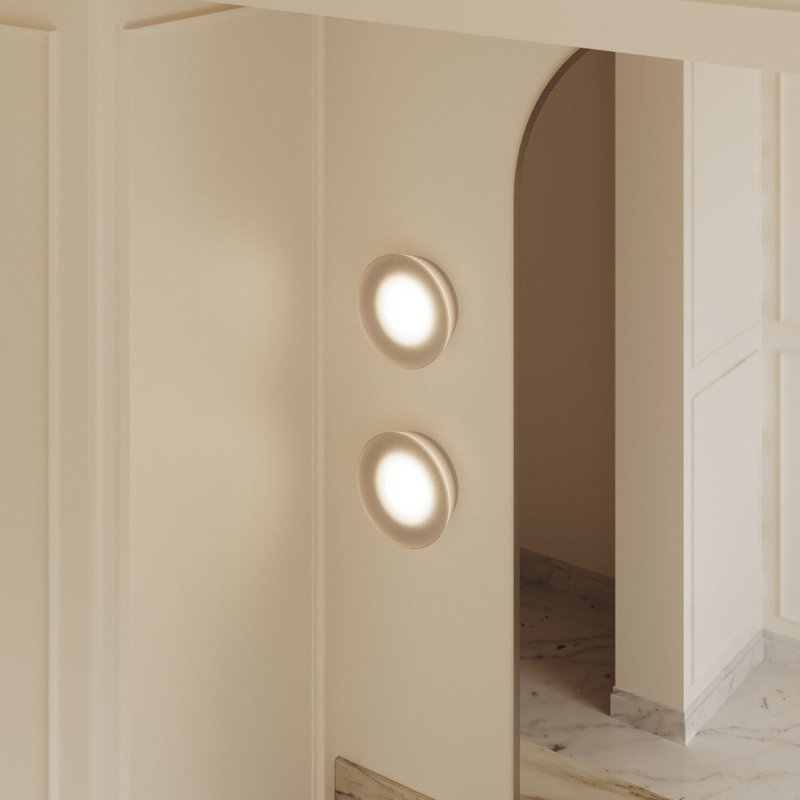 Round White Etched Crystal Glass Solar Wall Sconce