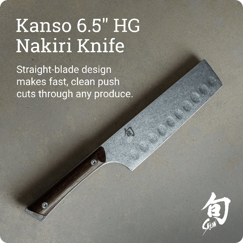 Shun Kanso 6.5" Hollow Ground Nakiri Knife, Handcrafted Japanese Vegetable Knife, AUS10A Stainless Steel Blade, Tagayasan Handle, Slicing Tool for Professional and Home Chefs