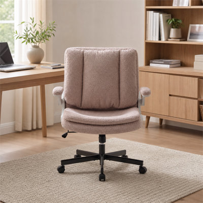 Fauteuil de bureau rose à roulettes large moderne avec roulettes et accoudoirs lombaires à double usage pour meuble-lavabo de bureau à domicile
