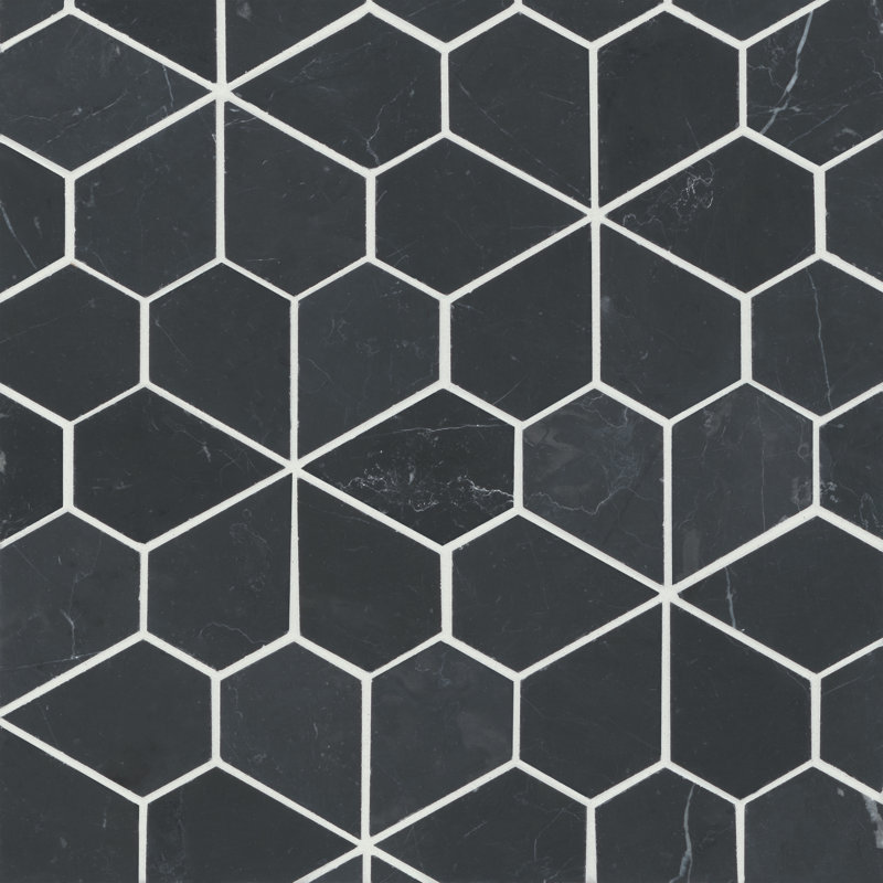 Monet Marble Random Mosaic Wall & Floor Tile, Nero Marquina