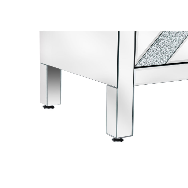 Armoire de rangement en forme de M à finition miroir - Argent pour la vie, la salle à manger, le vestibule, la cuisine et le verre avec garniture robuste