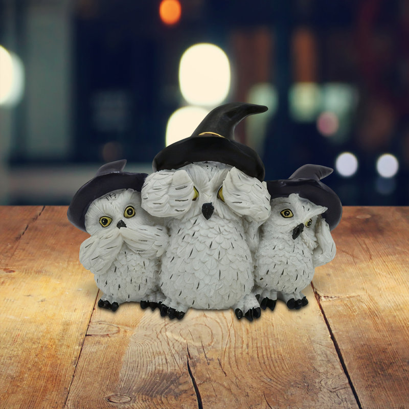 Ensemble de figurine 5 po H 3 po Hibou avec chapeau de sorcière