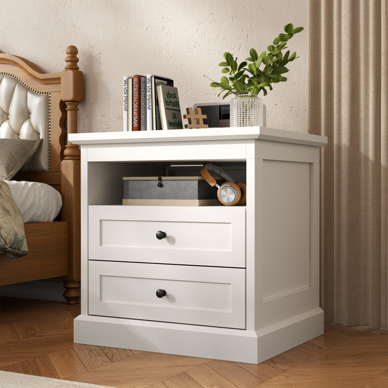 Nightstand With Hidden Drawer,night Stand,end Table With Hidden Storage Space,bedside Table With Open Shelf,2 Drawers Dresser For Bedroom,living Room, Closet(white)