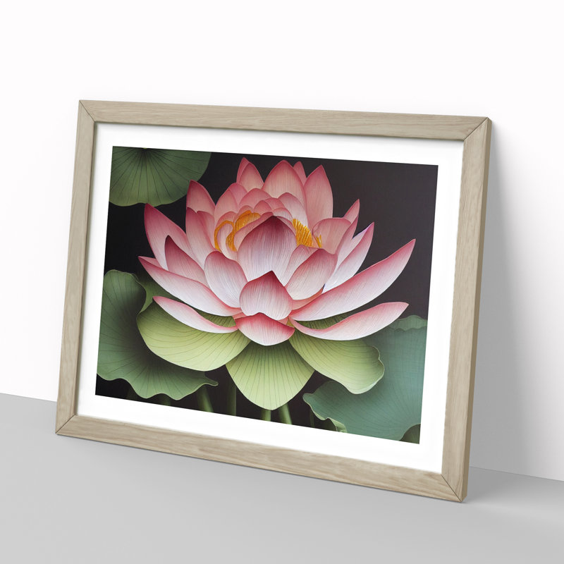 Dramatic Lotus Flower - Single Picture Frame Print, Oak Framed, 25cm H x 34cm W x 2cm D
