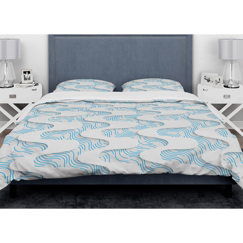Ensemble de housse de couette designart ondulations, Housse de couette grand + 2 taies décoratives