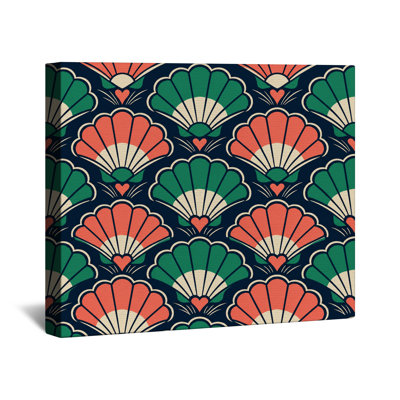Toile tendue à motif de coquillages Art Deco
