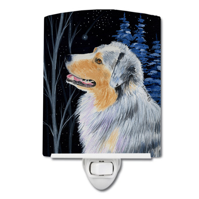 Starry Australian Shepherd Ceramic Night Light