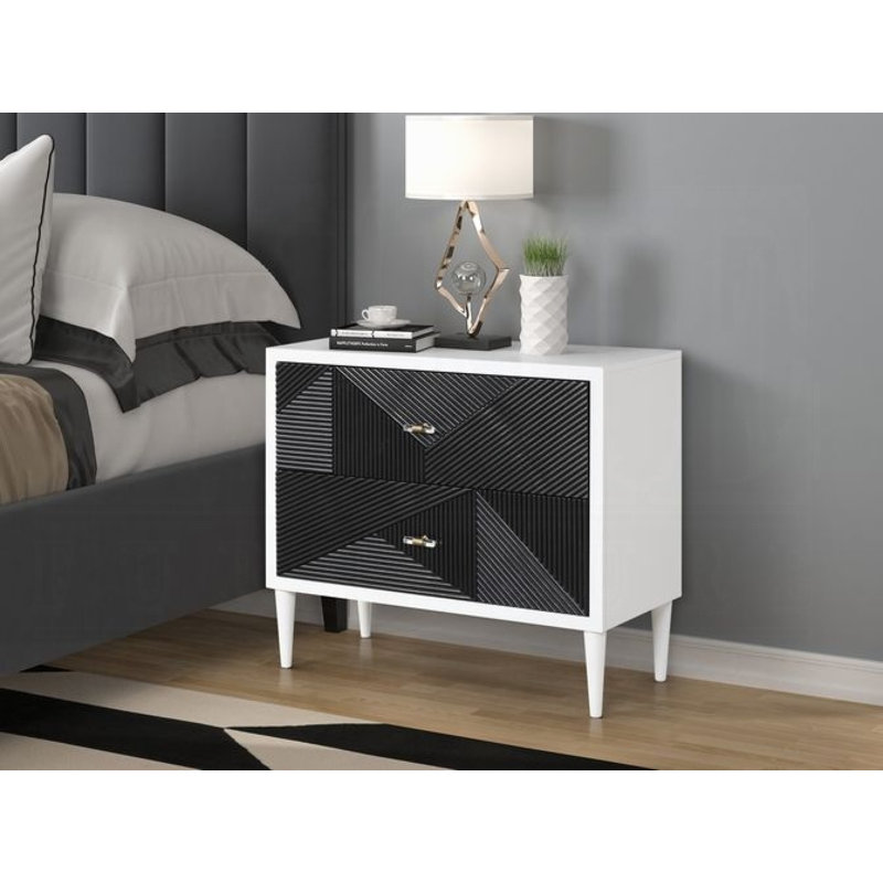 Table d'appoint / table de chevet blanche et noire Abentego, pour chambre d'amis, bureau, salon