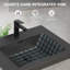 Ensemble de meuble-lavabo mural 72 po avec deux lavabos en quartz noir et quatre tiroirs à fermeture en douceur entièrement assemblés gris ciment 24V12 72Gr W1573p155850