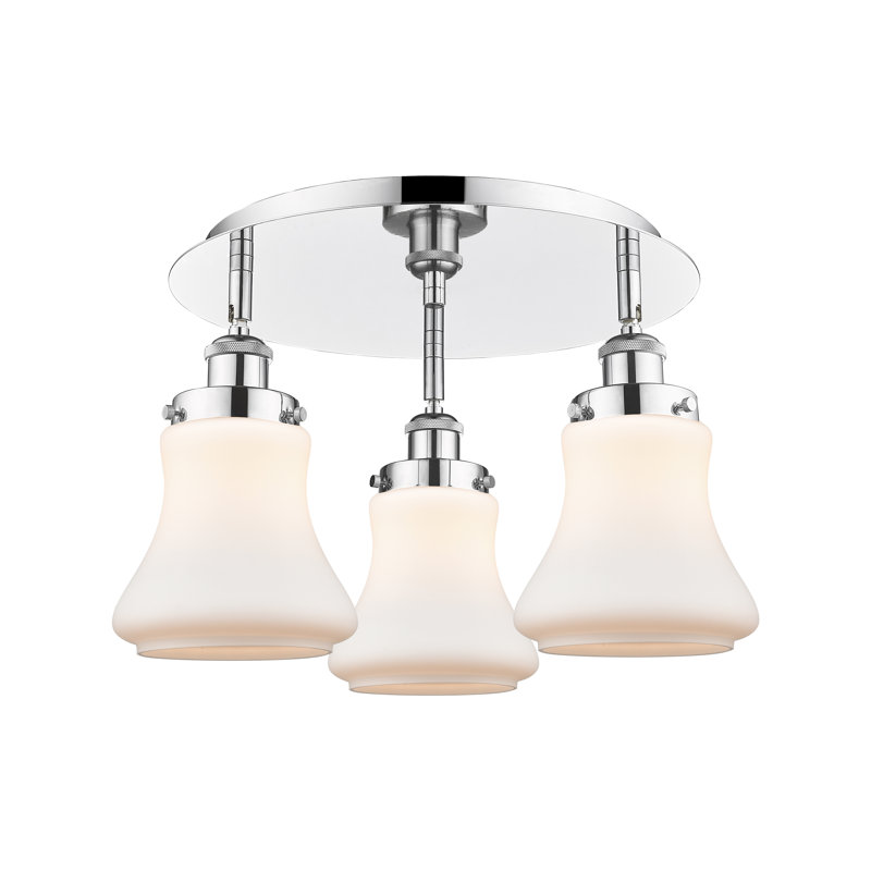 Bhanupriya Glass Flush Mount, Matte White, Polished Chrome