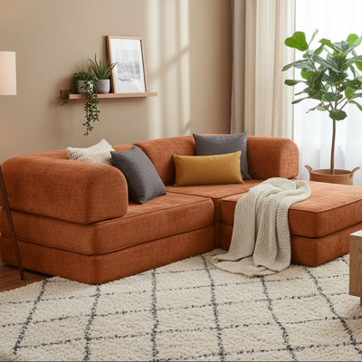 Velvet Compressed Daybed lounge Sofa with Ottoman