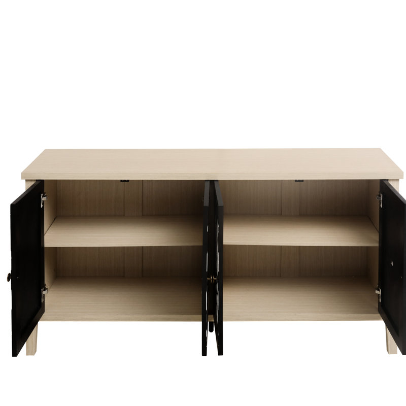 Sideboard Storage For Living, Dining And Kitchen With 4 Doors Adjustable Shelves. Classic Wood Grain Appearance, Superb Cabinet Doors, - Tipping Device, Made Cabinet, Thickened Panel, Extra Support