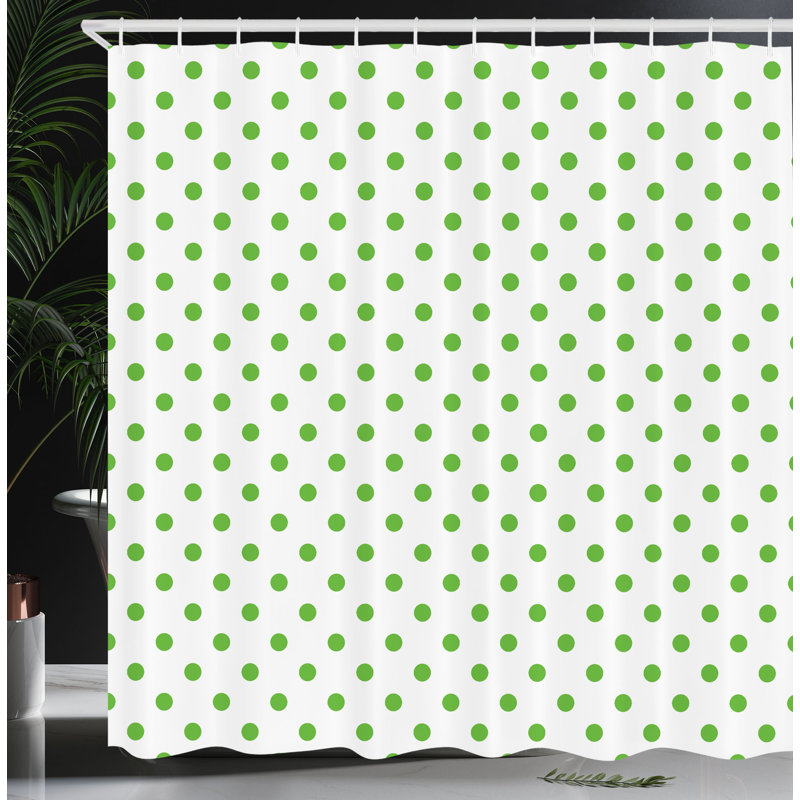  Rideau de douche simple à pois colorés, H 69 po x l 75 po, Vert lime