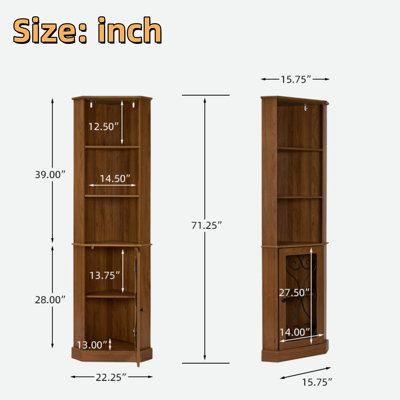 Meuble-bar de coin haut avec espace de rangement et porte en métal perforé