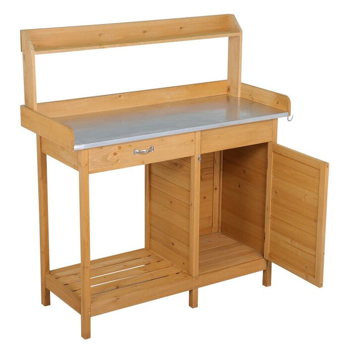 Gracie Oaks Fir Wood Potting Bench & Reviews 