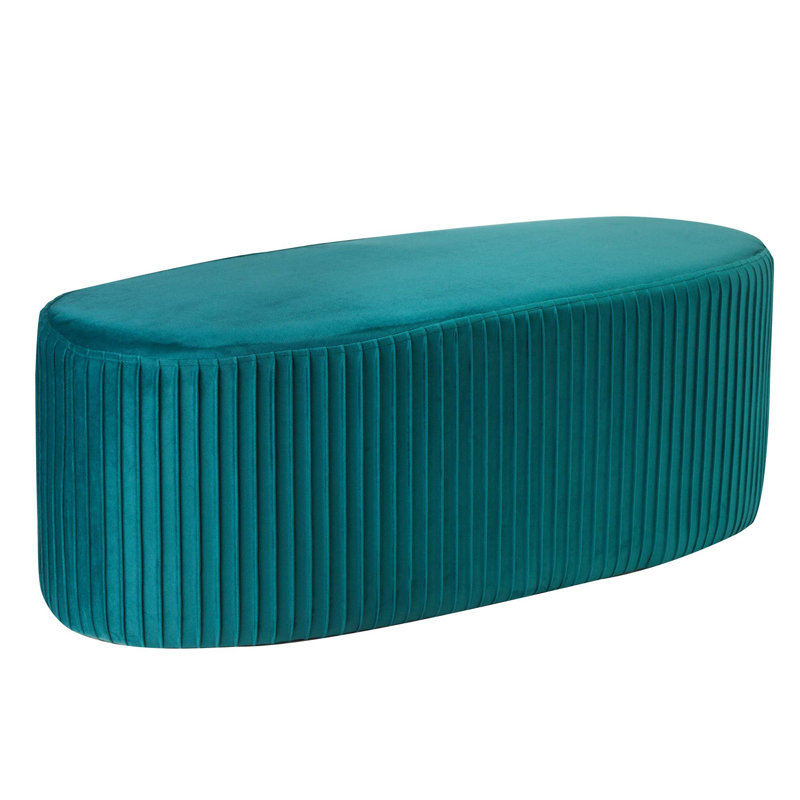 Gaudette 42cm Wide Velvet Oval Ottoman, Blue