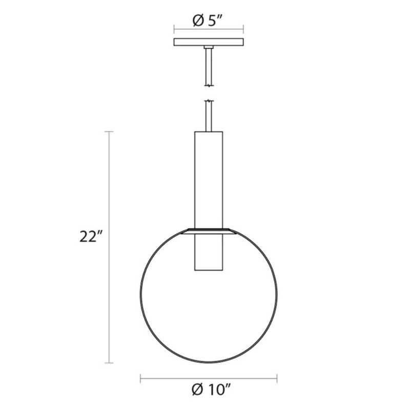 Luminaire suspendu sphère 1 lumière Mansbury, H 22 po x l 10 po x P 10 po, Nickel poli