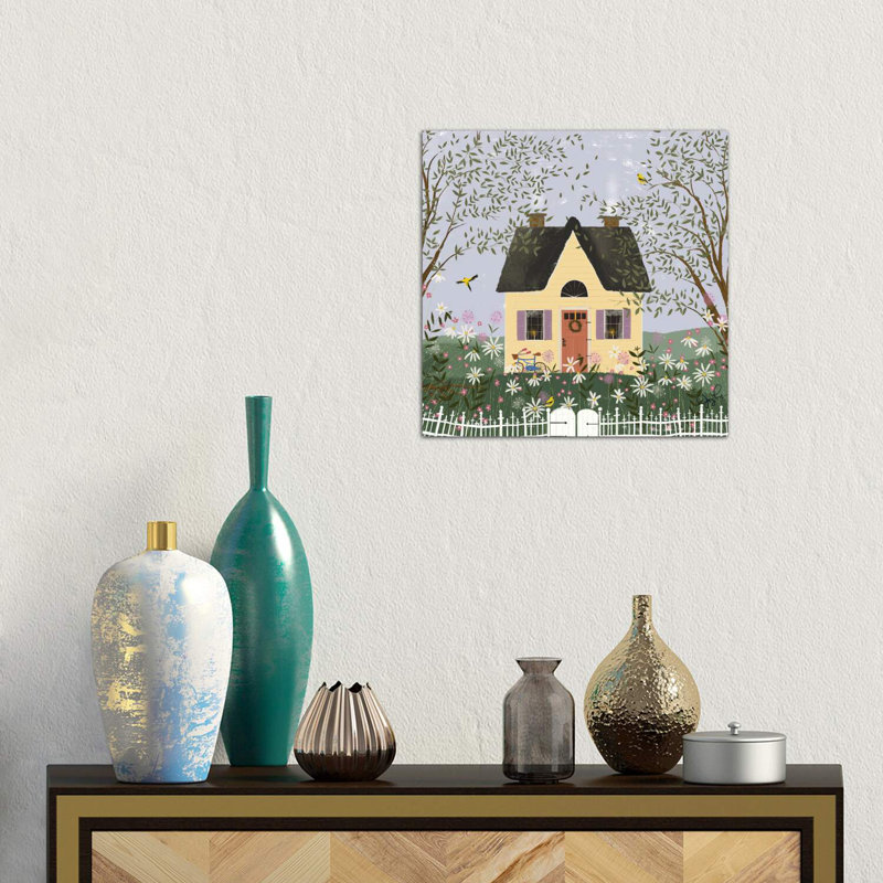 Yellow House On A Hill by Joy Laforme - Wrapped Canvas Print, 45.72cm H x 45.72cm W x 1.91cm D