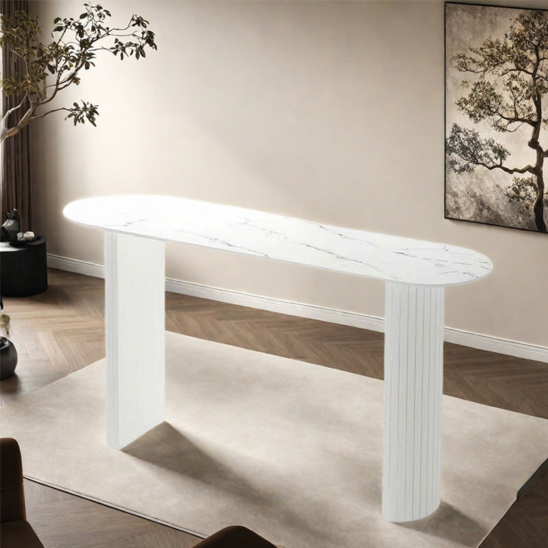 Table de bar simple Home-style, Blanc, H 41,3 po x L 55,1 po x l 19,6 po, Blanc/Noir