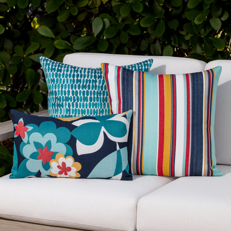Thumbprint Sunbrella® Throw Square Indoor/Outdoor Pillow Cover & Insert by Elaine Smith, Aruba, Square 20"