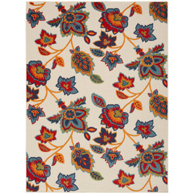 Tapis intérieur / extérieur multicolore à motif floral Anastasios
