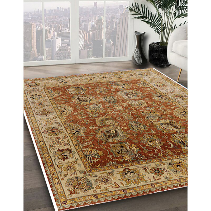 Tapis oriental jaune / brun Arakel, Rectangle 7 pi x 9 pi
