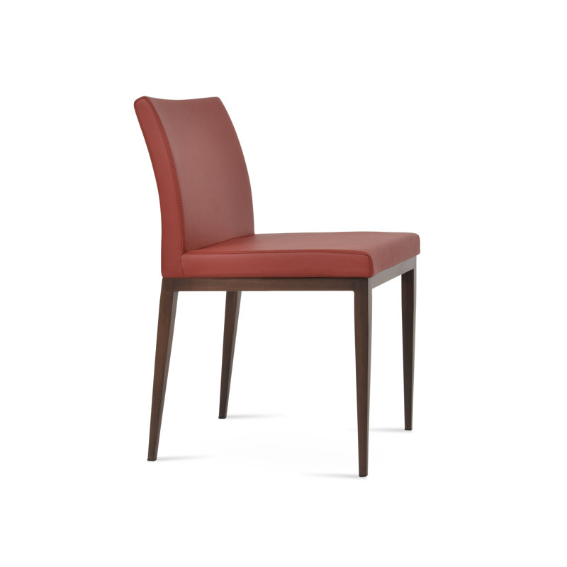 Aria MW Side chair, Dark Red PPM Faux Leather, Walnut