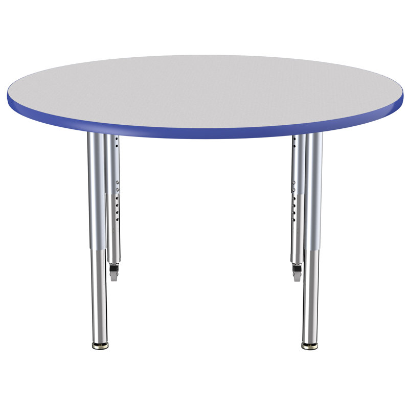 Table ronde thermofusionnée 48 po avec super pieds réglables - gris / bleu / argent, Grey, Blue, Silver