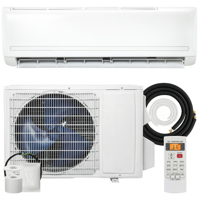 Mini climatiseur et pompe à chaleur 18 000 BTU à deux blocs, 19 climatiseurs SEER2 230V WIFI, écoénergétique, sans conduit, refroidit jusqu'à 1250 pieds carrés, fonctionne avec Alexa avec l'ensemble d'installation