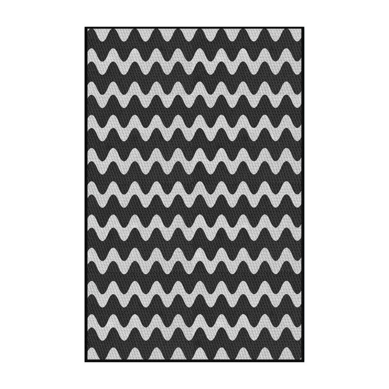 Tapis gris/zone noire à motifs, Rectangle 5 pi x 7 pi
