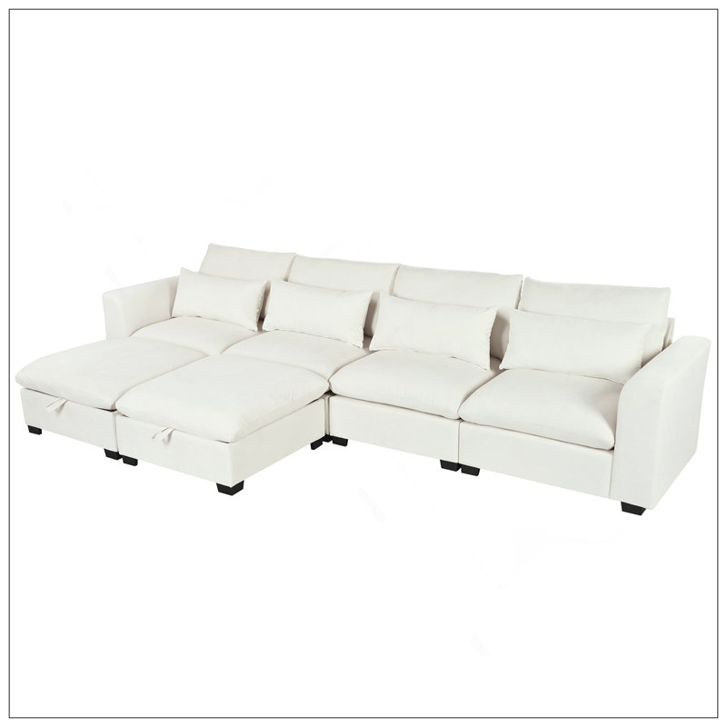 Canapé d'angle modulaire en U avec deux repose-pieds, idéal pour les salons, les études, les cinémas maison et plus encore.